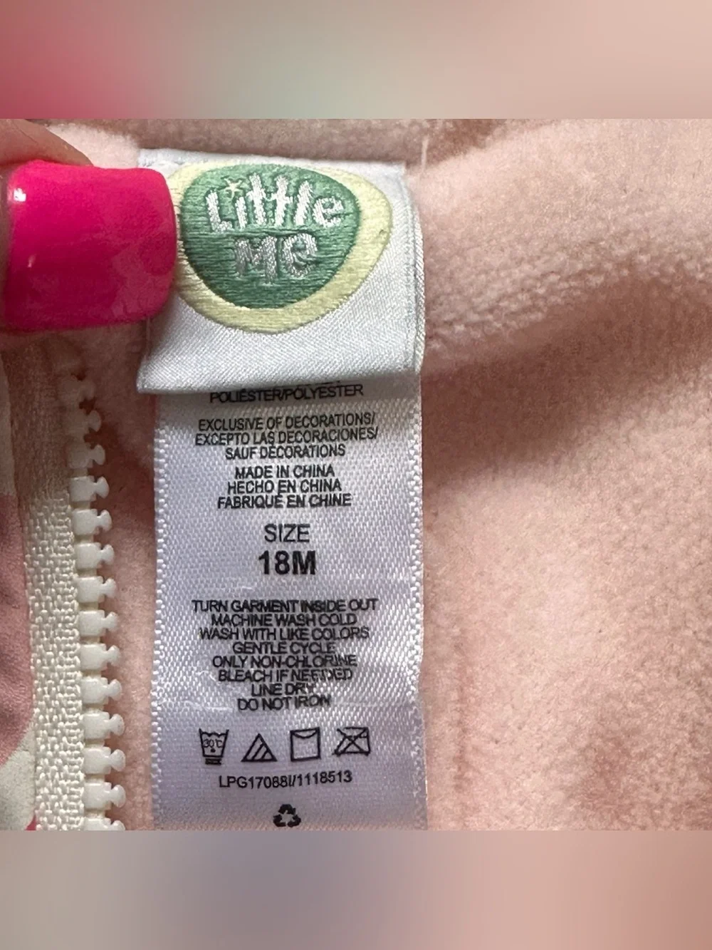 Little Me Girls 18M Heart Print Hooded Softshell Jacket Fleece Lined Pink Bow